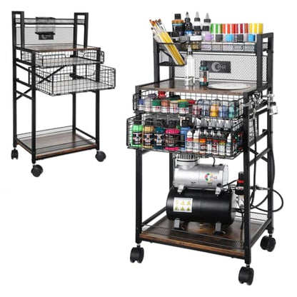 OPHIR 5 Tier Metal Airbrush Storage Cart for Air Compressor,Paint Supplies
