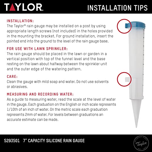Taylor Freeze Proof Silicone Rain Gauge 7 Inch Capacity, Teal - size: 7 Inch