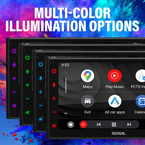 Sound Storm Laboratories DD999ACPW Wireless Apple CarPlay Android Auto Car Multimedia Player - Double-Din, 6.75 Inch Capacitive Touchscreen, Bluetooth, USB, No CD DVD Player, Multi-Color Illumination - style: 6.75 inch Wireless