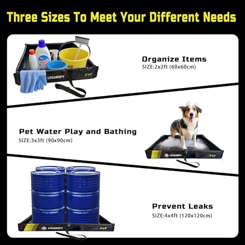 Containment Tray Folding Duck Pond Collapsible Utility Tray 3x3ft PVC Folding Containment Berm Over Oil Spill Waterproof - size: 3x3ft