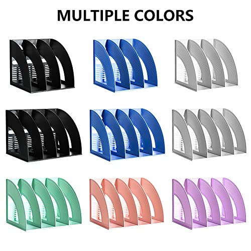 Marte Vanci 2 Pcs Magazine File Holder Book Desktop Organizer Plastic Storage Sturdy Vertical 3 Section Folder (Black) - color: 2 Pcs Black 3 Section