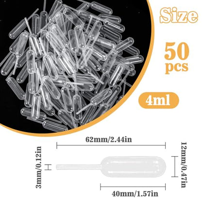MAQIHAN 50 Plastic Pipette Droppers for Cupcakes - 4ml Disposable Pipettes