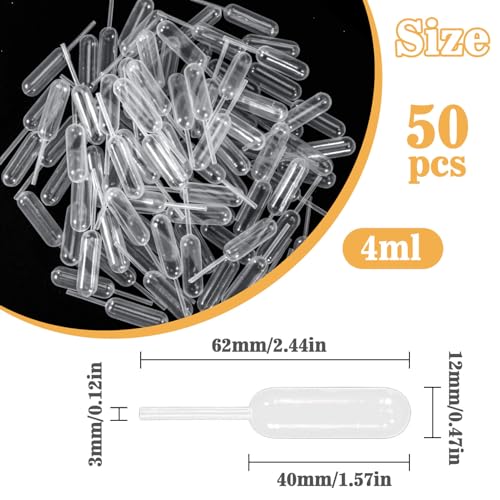 MAQIHAN 50 Plastic Pipette Droppers for Cupcakes - 4ml Disposable Pipettes
