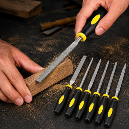 6pcs 140mm Mini Metal Rasp Needle Files Set, Wood Carving & Steel Filing Hand Tool for Woodworking
