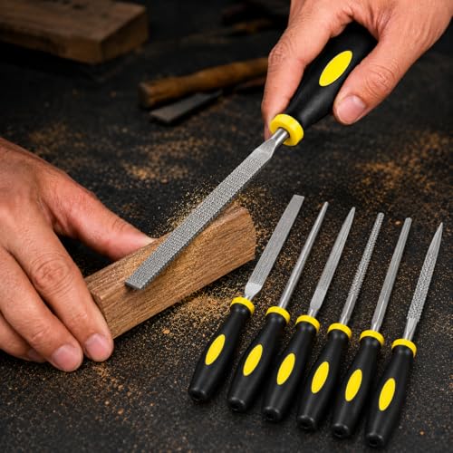 6pcs 140mm Mini Metal Rasp Needle Files Set, Wood Carving & Steel Filing Hand Tool for Woodworking