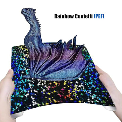 K1 K1C Smooth Build Plate with Magnetic Sticker Base (Rainbow Confetti PEF+Galaxy PEY),3D Printer Platform for Creality K1/ K1C/Ender-3 S1/Ender 5 S1/Ender 3 S1 Pro/Ender V3 KE/Ender3 V3 SE - color: Rainbow Confetti PEF+Galaxy PEY