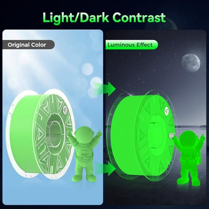 Creality Official Hyper PLA Filament 1.75mm, Glow in The Dark Filament, 3D Luminous PLA Printer Filament, RFID Filament, Best with UV Lamps, Fit Most FDM 3D Printers, 1kg Spool (2.2 lbs) Green - color: Luminous Green