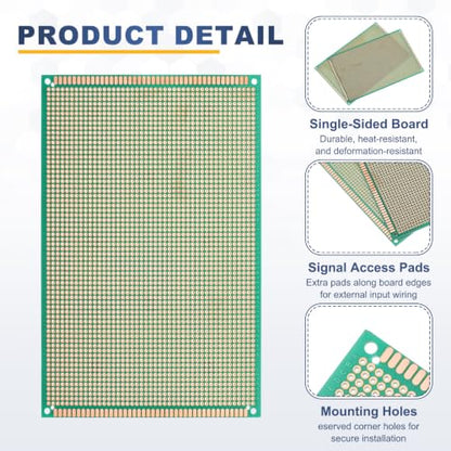 5Pcs 18x12cm PCB Prototype Board w 40-Pin Headers, Green - size: 18x12cm(2.54mm Pitch/1.5mm T)