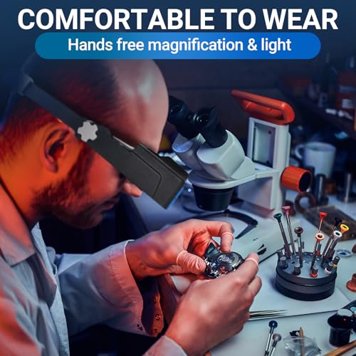 Magnifying Glasses with Light for Close Work, 1.5X-3.5X Headband Magnifier