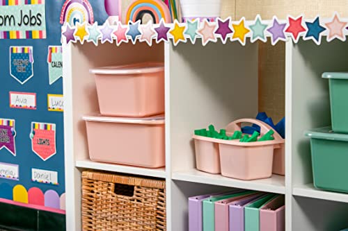 Teacher Created Resources Blush Portable Plastic Storage Caddy 6-Pack for Classrooms, Kids Room, and Office Organization, 3 Compartments