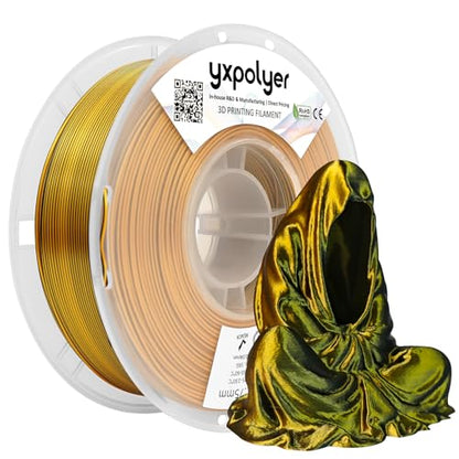 YXPOLYER Silk PLA Filament Dual Color 3D Printer Filament 1.75mm 1kg - color: Black&gold