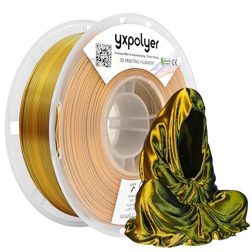 YXPOLYER Silk PLA Filament Dual Color 3D Printer Filament 1.75mm 1kg - color: Black&gold