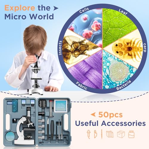 100X-1200X Kids Microscope Kit for Children: Compound Microscope for Kid