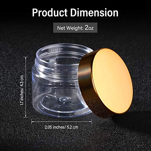 SATINIOR 24 Pieces Clear Plastic Jars with Lids - color: Gold Lid, size: 2 oz
