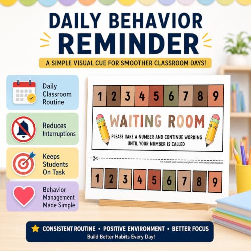 Andaz Press Boho Teacher Waiting Room Sign, Please Take a Number Classroom Poster for Student Management, Teacher Waiting in Line System, Behavior Management Visual Aid, 8.5x11 Thick Cardstock - color: Boho Teacher Waiting Room Sign