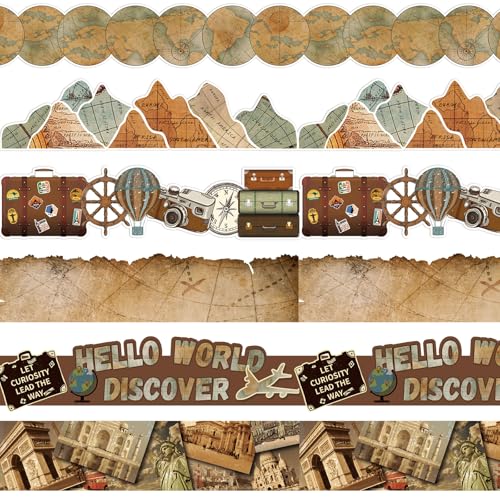 Containlol 118ft Bulletin Board Border Classroom Border, World Map Style - style: World Map Style