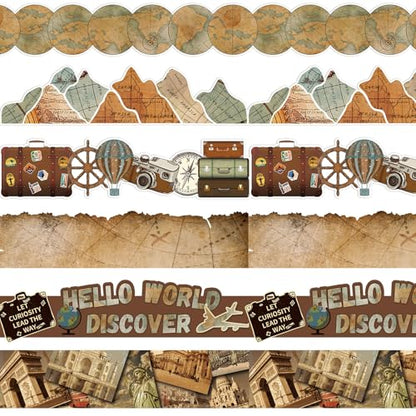 Containlol 118ft Bulletin Board Border Classroom Border, World Map Style - style: World Map Style