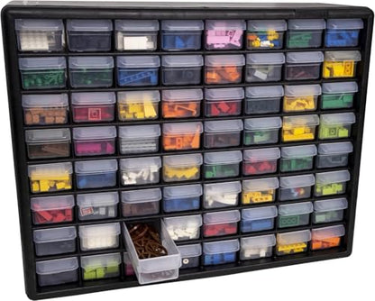 Akro-Mils 64-Drawer Plastic Storage Cabinet, 20" W x 6" D x 16" H, Black - color: Black, size: 64 Drawer, style: 1 Pack
