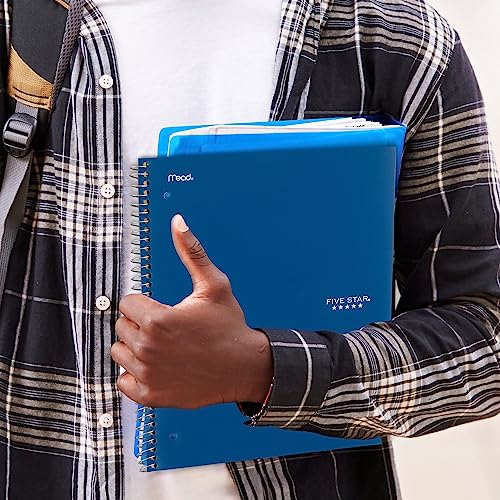 Five Star Spiral Notebook + Study App, 5 Subject, College Ruled Paper, 8-1/2" x 11", 200 Sheets, Fights Ink Bleed, Water Resistant Cover, Pacific Blue (73635) 1 Count (Pack of 6) - color: Blue, size: 1 Count (Pack of 6)