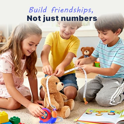 8ft Tape Measure for Kids, STEM Educational Tool with Level, Protractor and Eraser, Retractable Snail Shaped Measuring Tapes, Child-Safe Gift for Boys & Girls 3+, Double Blue - color: Double Blue