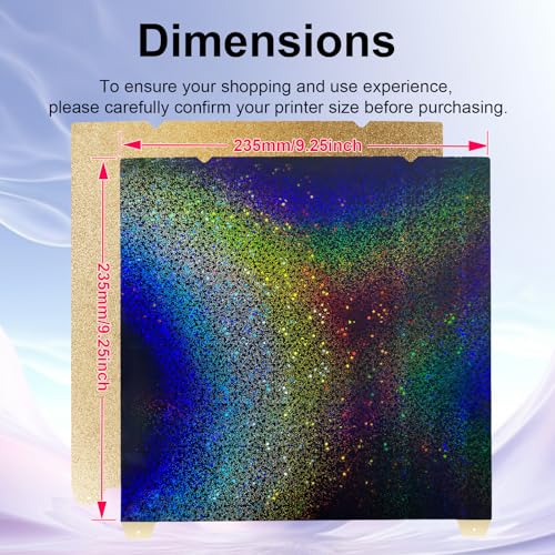 IdeaFormer-3D K1 K1C Build Plate 235x235mm, Rainbow Starry PEY+Textured PEI Spring Steel Sheet Flexible PEY PEI Plate for Creality K1/K1C/K1 SE/Ender 3 V3 SE/Ender 3 V3 KE/Ender 3 S1/Pro/Ender 5 S1 - color: Starry PEY+Textured Gold PEI