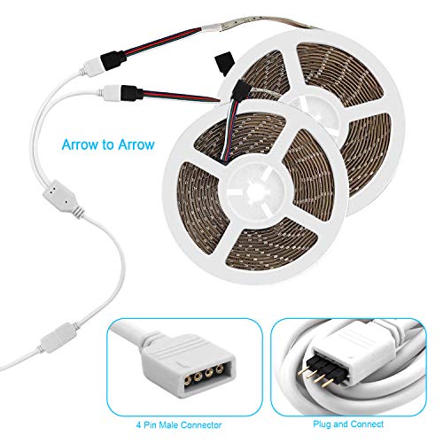 4Pin RGB LED Strip Connector Kit - Include 5050 2 Way RGB Splitter Cable, 6.6feet RGB Extension Cable, RGB Controller Jumper, LED RGB Jumper, L and T Shape Connectors, Male Connector, LED Strip Clip - size: 26.4ft
