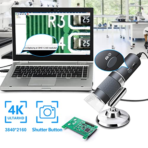 4K WiFi Microscope for iPhone Android PC, 50-1000X USB Digital Microscope Wireless Super HD Endoscope Camera Compatible with All Cellphones iPad Android Tablet Windows Mac Chrome Linux - color: Grey