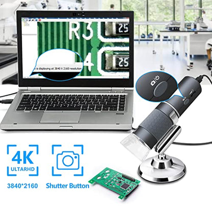 4K WiFi Microscope for iPhone Android PC, 50-1000X USB Digital Microscope Wireless Super HD Endoscope Camera Compatible with All Cellphones iPad Android Tablet Windows Mac Chrome Linux - color: Grey
