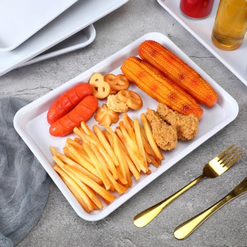 Ziliny 30 Pcs Plastic Serving Tray Cafeteria Art Trays,White - color: White