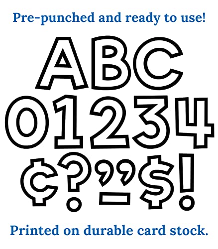 Carson Dellosa White Bulletin Board Letters 4", 219-pieces, Prepunched - color: White With Black Trim, size: 219 pieces