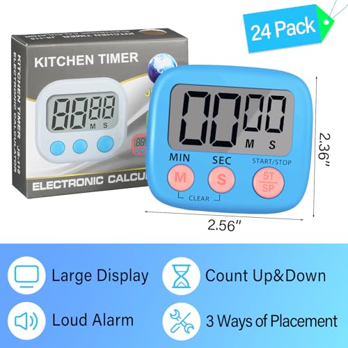 Leumoi 24 Pcs Digital Kitchen Timers Bulk Timer for Classroom, Blue - color: Blue