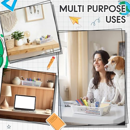 Zhehao 24 Pcs Paper Organizer Basket Bulk Classroom Mesh Bins, White - color: White