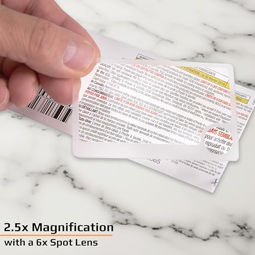 Carson 2.5x Power Credit Card Size Magnifiers (WM-01) with 6x Spot Lens, Twin Pack