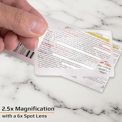 Carson 2.5x Power Credit Card Size Magnifiers (WM-01) with 6x Spot Lens, Twin Pack