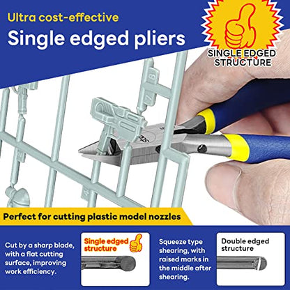 stedi 4.7-inch Model Nipper, with Ultra-thin Single-edge and Blade Case Plastic Model Tools for Gundam Repairing Plastic Model and Fixing，Blue - style: Single-edged (Blue_for Beginners)