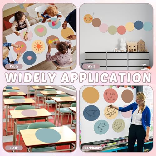 gisgfim 24PCS Dry Erase Dots 12 Inch Whiteboard Marker Wall Decor Removeable Circle Sticker Spots Writing Spots Set for Classroom Table Teachers Students School Supplies (Boho) - style: Boho