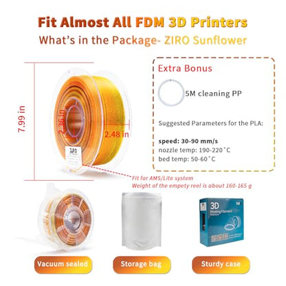 ZIRO 3D Printer Filament, Fast Color Change Twinkle Effect 1KG, Sunflower - color: Sunflower