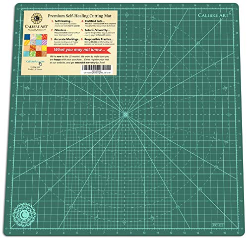 Calibre Art Rotating Self Healing Cutting Mat 18x18 (17" Grid), Quilting