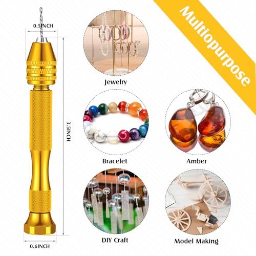 Mudder 36 Pcs Pin Vise Hand with Micro Drill Bits Set, Gold - color: Gold