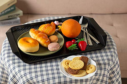 Aebeky Plastic Fast Food Tray,16.7 by 11.8-Inch,Set of 12 (Black) - color: Black