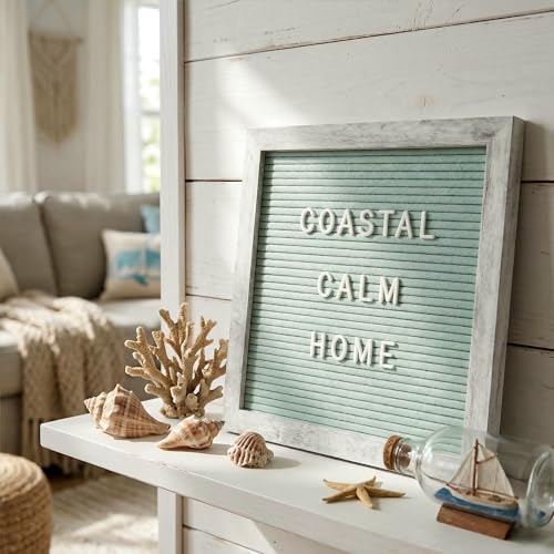 Rustic Turquoise Felt Letter Board 10x10 Inch, 336 Letters with Stand - color: Rustic Turquoise