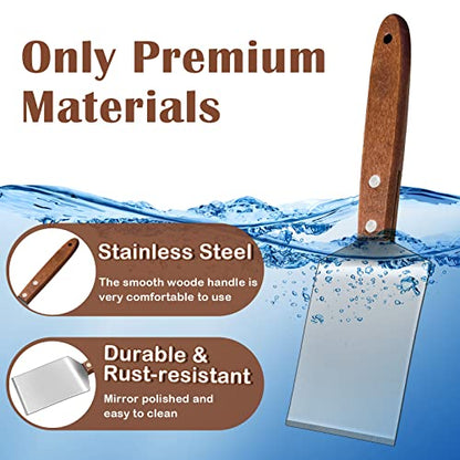 4 Pcs Small Brownie Cookie Spatula Metal Stainless Steel Spatula with Wooden Handle for Desserts Cutting and Serving Desserts, Brownies and Lasagna