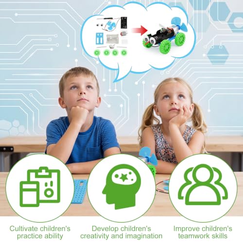 Soulchen 16 Sets STEM Craft Kits for Kids Science Experiment, Wind-Powered Vehicle DIY Building Kits Bulk, Stem Robot Building Toys for Kids Electronic Robotics DIY Projects for Group Activities