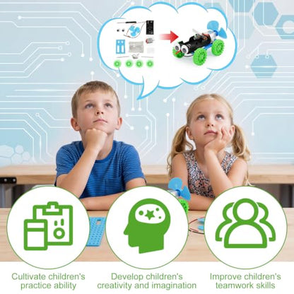Soulchen 16 Sets STEM Craft Kits for Kids Science Experiment, Wind-Powered Vehicle DIY Building Kits Bulk, Stem Robot Building Toys for Kids Electronic Robotics DIY Projects for Group Activities