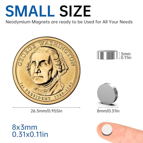 8x3mm Magnets for Crafts, 120PCS Small Strong Neodymium Magnets - size: 8x3mm 120PCS