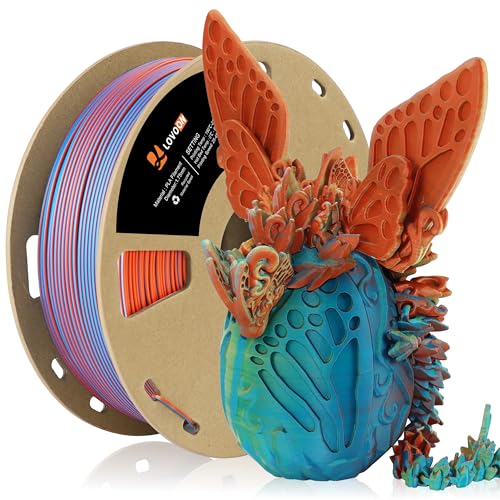 LOVOON Matte Tricolors PLA 3D Printer Filament Multi-Color Changing by Angle Rainbow PLA 3D Printing Filament Fit Most 3D Printers/3D Pens,Matte Orange/Blue/Yellow,1KG(2.2lbs)/Spool - color: 3colors Matte Orange/Blue/Yellow, size: 1 kg