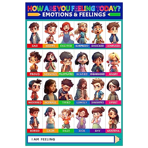 D24TIME Feelings Chart for Kids - Toddler Educational Emotion Chart - color: Glossy