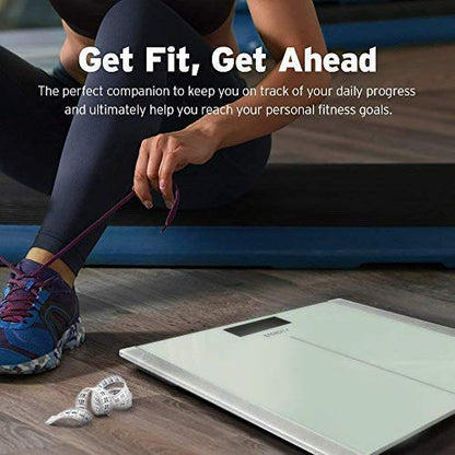 Etekcity Digital Electric Bathroom Scale for Body Weight, 400 lbs, White - color: White, size: 11.8 x 11.8 inches
