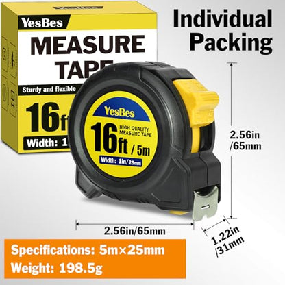 Tape Measure 16 ft, 8 Pack Bulk Easy Read Measurement Tape, Self-Locking Measuring Tape Retractable 16 FT by 1 in - color: 8 Pack