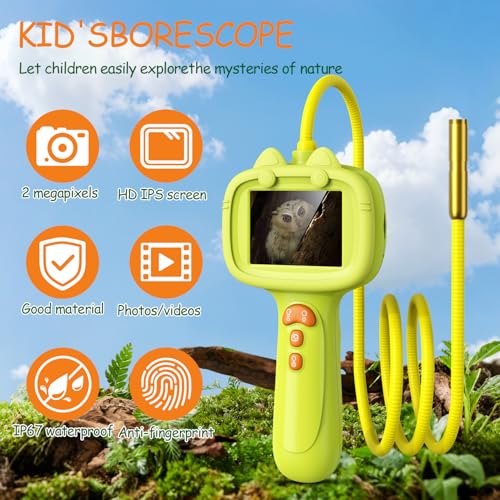 Borescope Camera Toy with Light for Kids, Waterproof STEM Explorer Scope, Fun Science Toy for Outdoor Nature, Perfect Birthday for Boys & Girls 4 5 6 7 8 9 10 Years Old